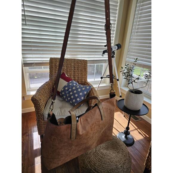 Joy Susan Vegan Leather Brushed Tote Bag Brown EUC - Picture 15 of 16